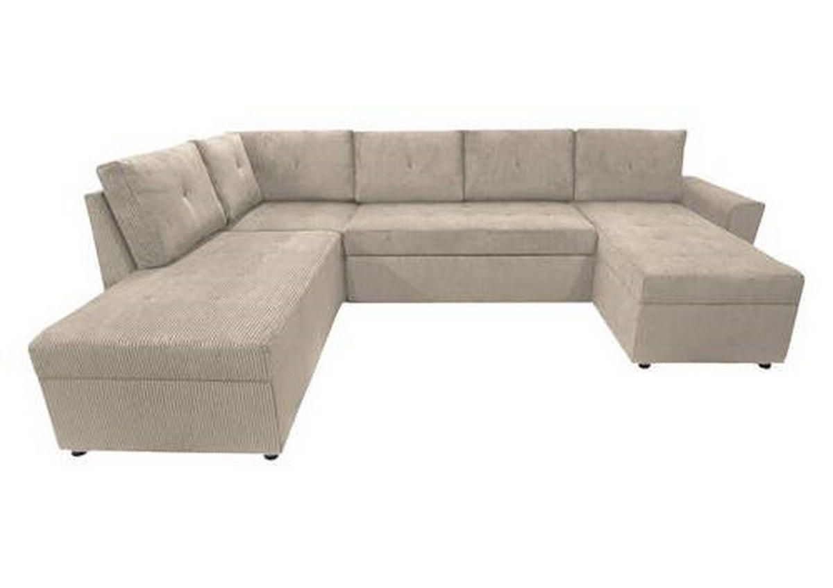 WOHNLANDSCHAFT in Cord Taupe  - Taupe/Schwarz, Design, Kunststoff/Textil (212/297/155cm) - MID.YOU