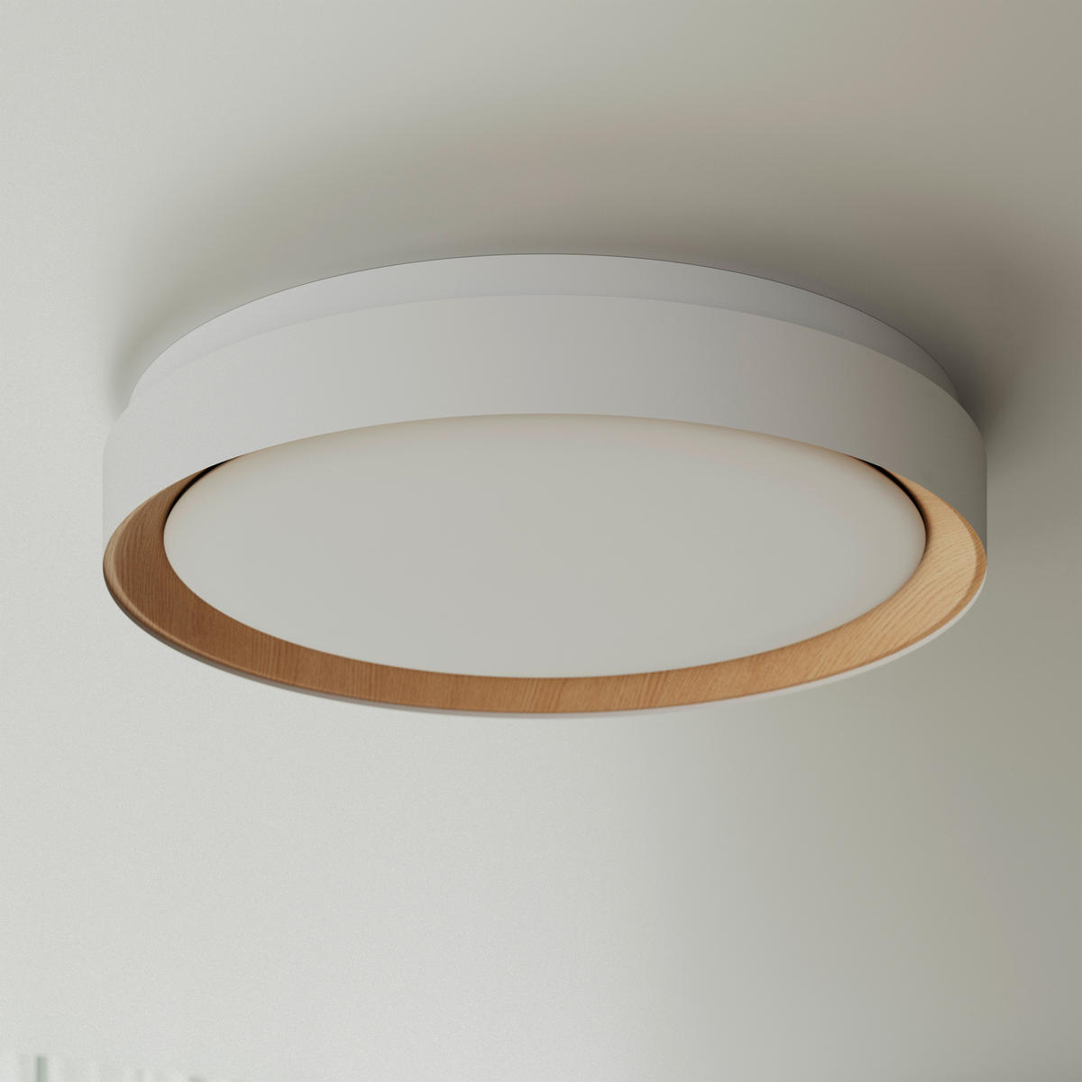 LED-DECKENLEUCHTE Nashville 48/8 cm   - Weiß/Sonoma Eiche, Basics, Kunststoff/Metall (48/8cm) - Novel