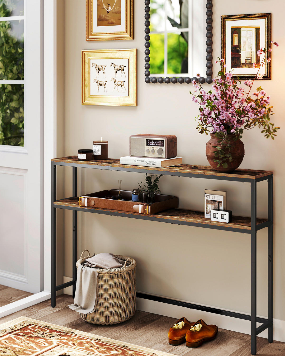 KONSOLENTISCH Schwarz, Dunkelbraun  - Dunkelbraun/Schwarz, Trend, Holzwerkstoff/Metall (120/20/80cm) - Boxxx