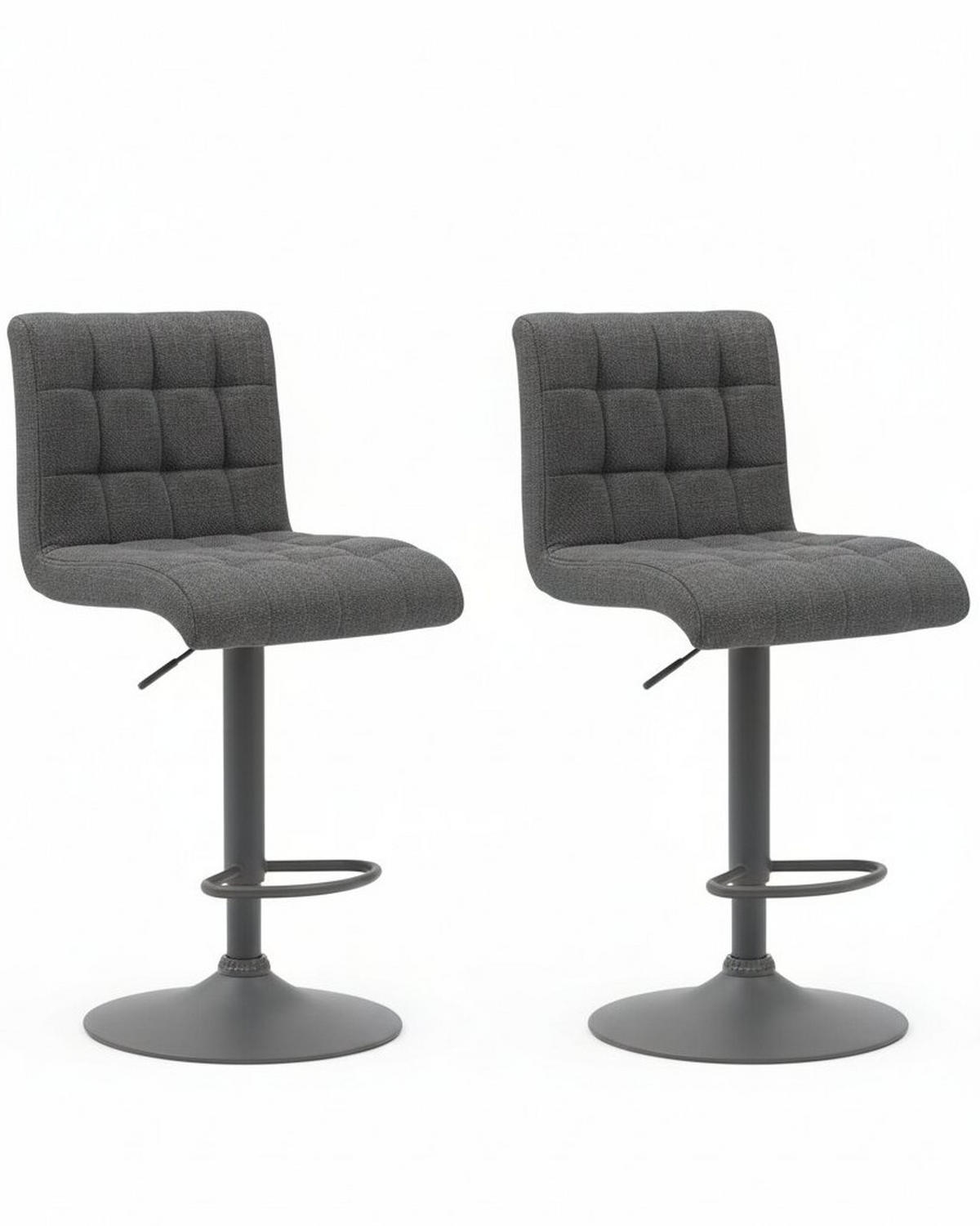 BARHOCKER-SET Webstoff, Mikrofaser Anthrazit Stahl erweiterbar, Sitzfläche 360° drehbar  - Anthrazit, MODERN, Textil/Metall (47/93-114/57cm) - MID.YOU