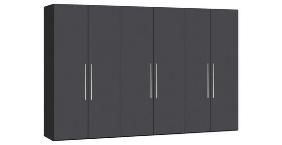 DREHTÜRENSCHRANK  in Anthrazit, Schwarz  - Edelstahlfarben/Anthrazit, Design, Holzwerkstoff (303/236/59cm) - Carryhome
