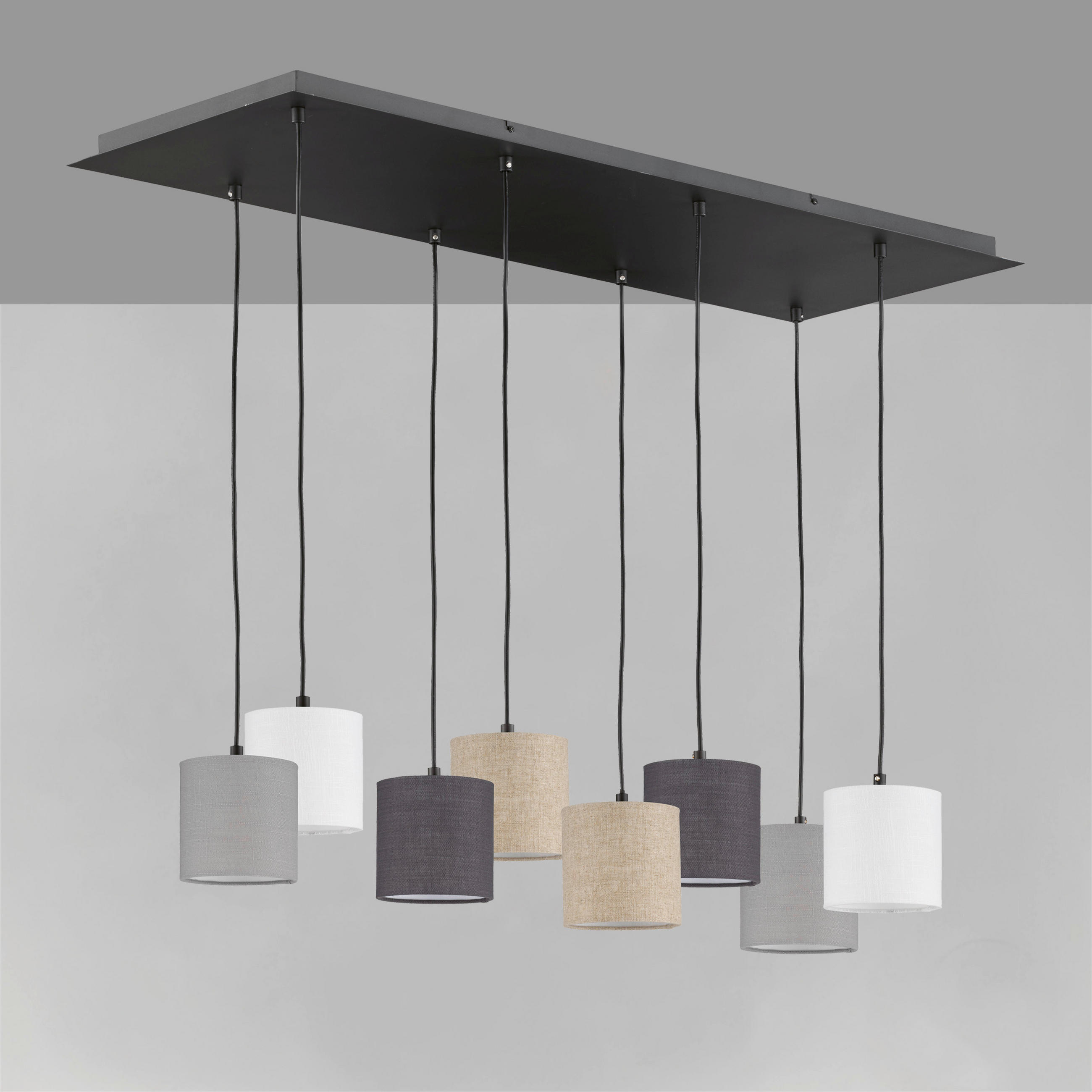 HÄNGELEUCHTE 115/38/140 cm  - Sandfarben/Hellgrau, Design, Textil/Metall (115/38/140cm) - Fischer & Honsel