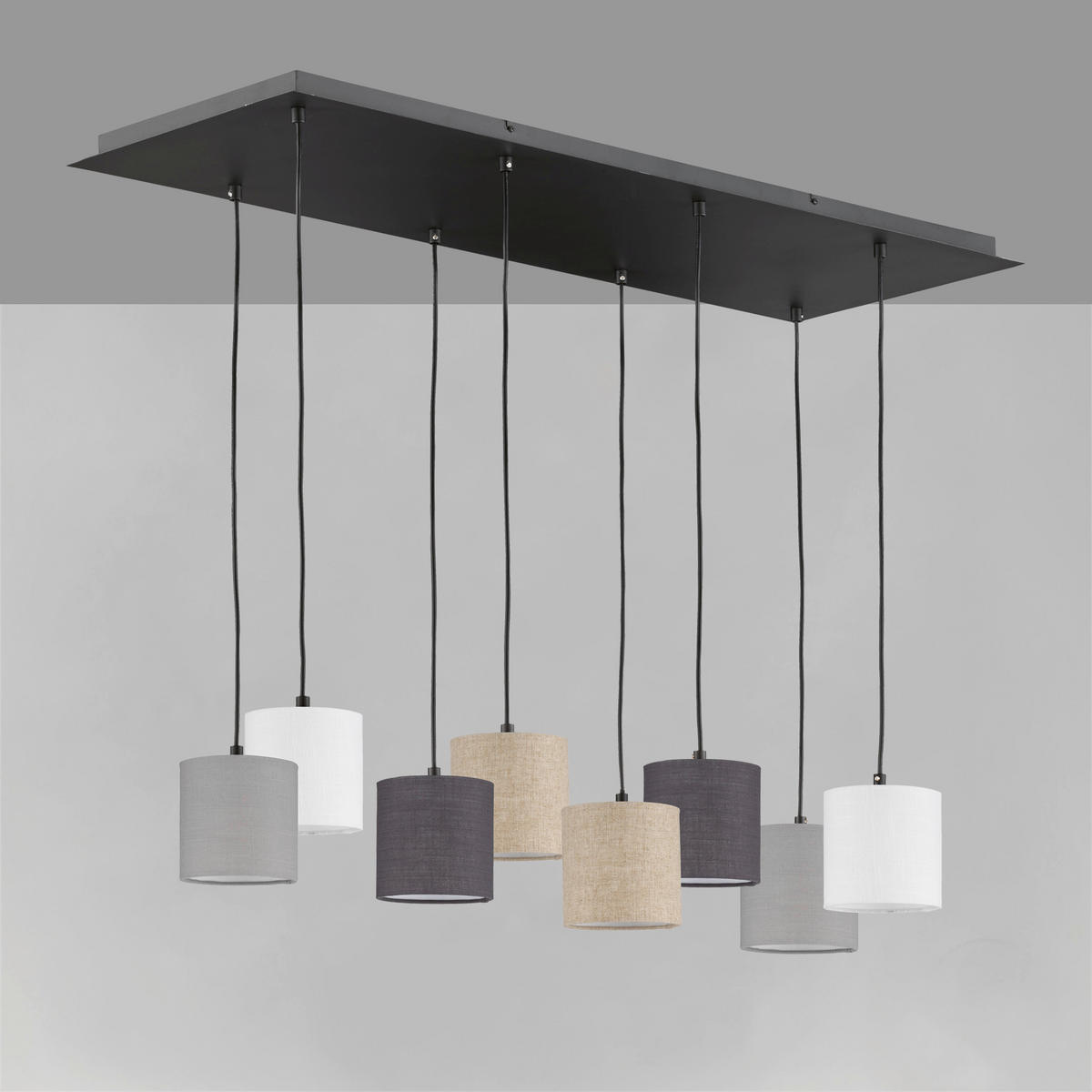 ZÁVĚSNÉ SVÍTIDLO, 115/38/140 cm  - šedá/bílá, Design, kov/textil (115/38/140cm) - Fischer & Honsel