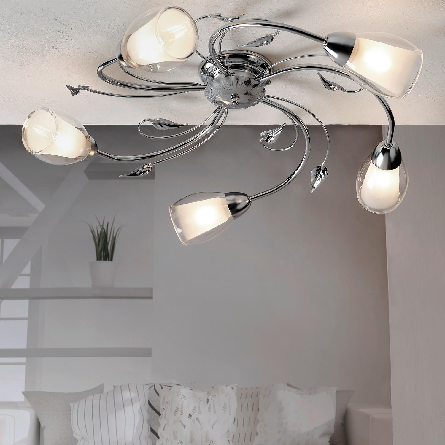 DECKENLEUCHTE 4716 LILIANA 60/20 cm   - Chromfarben, Basics, Glas/Metall (60/20cm)