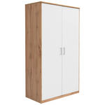 DREHTÜRENSCHRANK  in Weiß, Eiche Wotan  - Silberfarben/Eiche Wotan, KONVENTIONELL, Holzwerkstoff/Kunststoff (106/194/54cm) - Xora