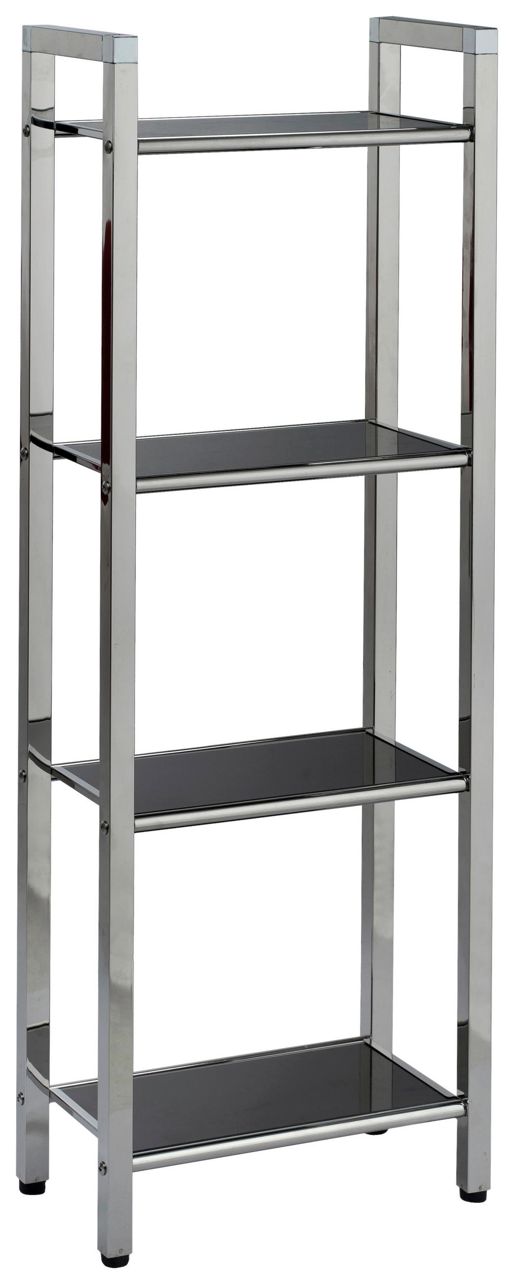 REGAL Schwarz, Edelstahlfarben  - Edelstahlfarben/Schwarz, Design, Glas/Kunststoff (30,5/87/17cm)