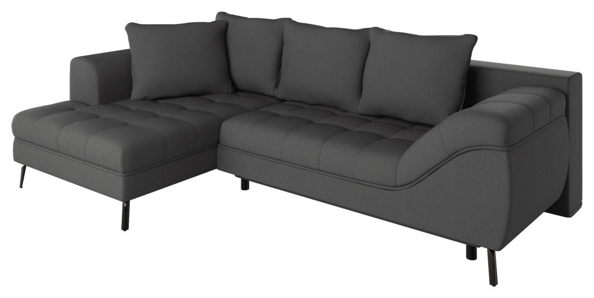 Ecksofa inkl. Funktionen in Webstoff Anthrazit  - Anthrazit/Schwarz, Modern, Holz/Textil (177/279cm)