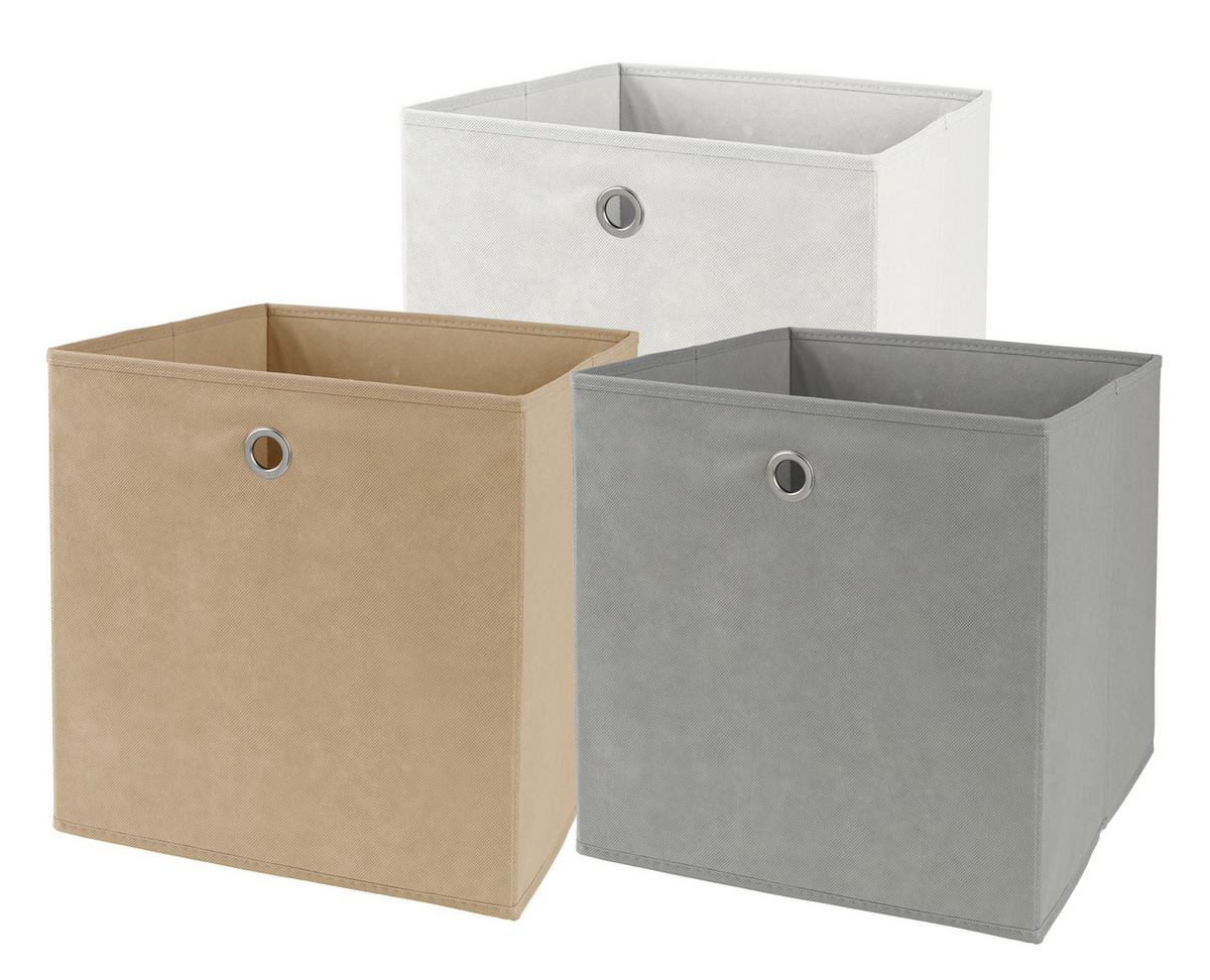 ÖSSZEHAJTHATÓ DOBOZ   - nemesacélszínű/taupe, Basics, textil/fém (32/32/32cm) - Landscape
