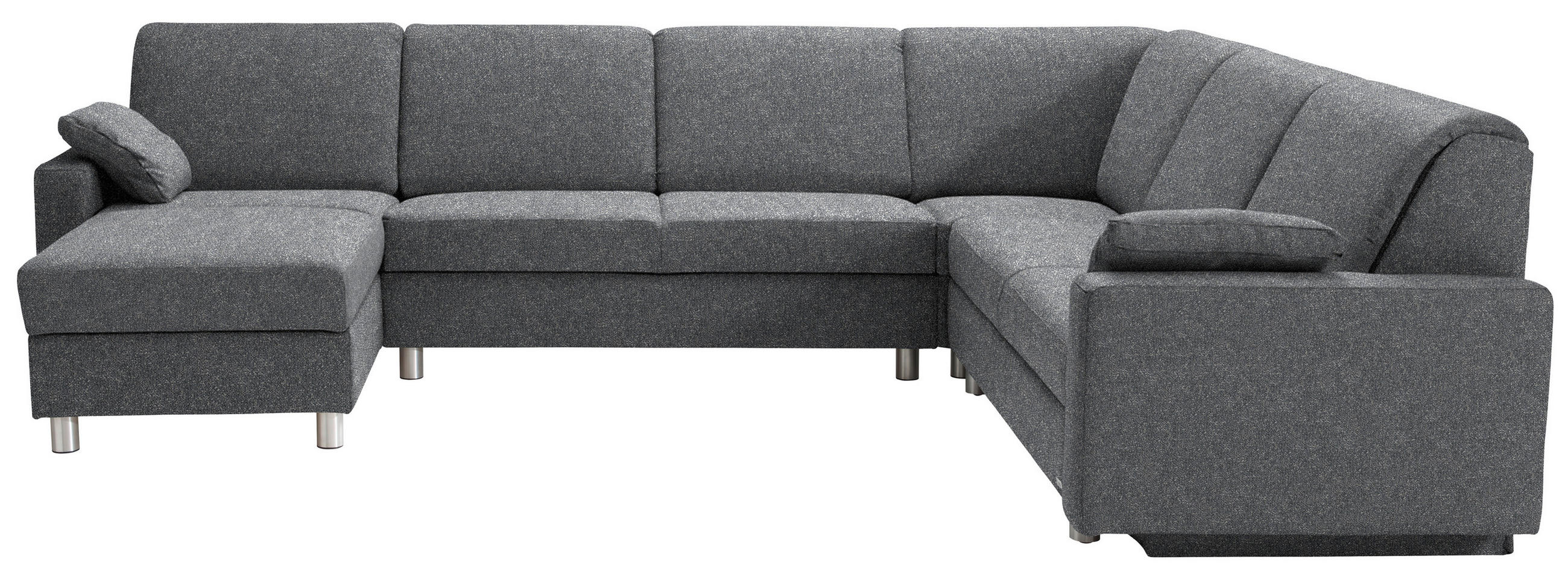 WOHNLANDSCHAFT  in Mikrovelours Grau  - Anthrazit/Alufarben, KONVENTIONELL, Textil (158/323/237cm) - Sedda