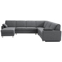 WOHNLANDSCHAFT  in Mikrovelours Grau  - Anthrazit/Alufarben, KONVENTIONELL, Textil (158/323/237cm) - Sedda