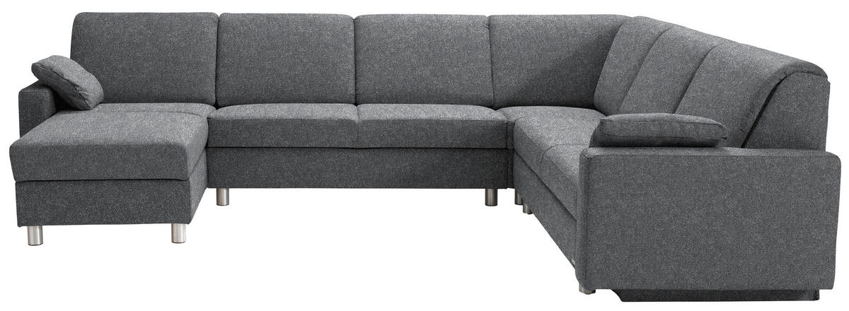 WOHNLANDSCHAFT  in Mikrovelours Grau  - Anthrazit/Alufarben, KONVENTIONELL, Textil (158/323/237cm) - Sedda