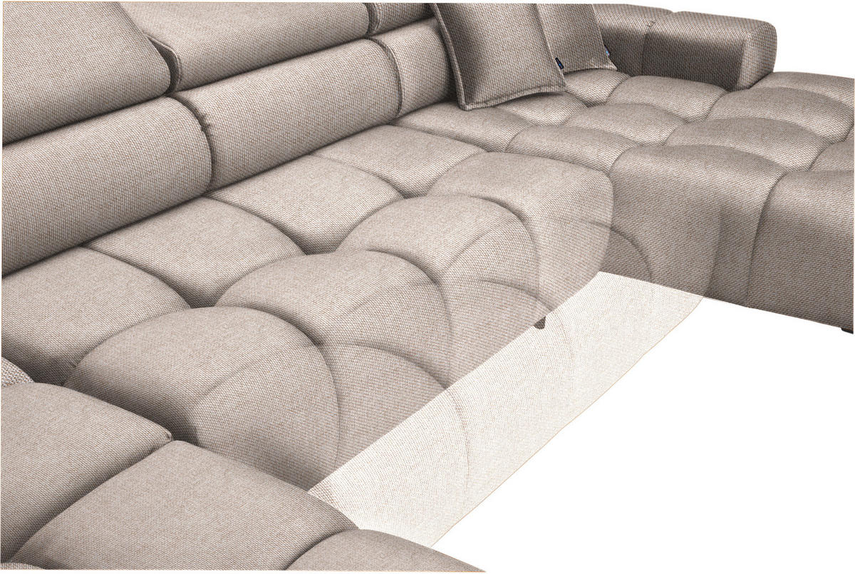 WOHNLANDSCHAFT in Webstoff Beige  - Beige/Schwarz, Design, Textil/Metall (216/385/177cm) - Welnova