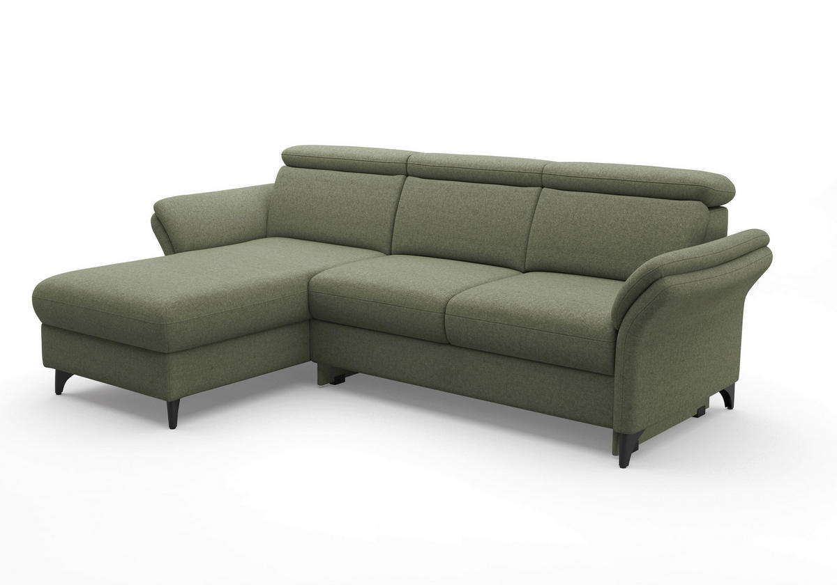 ECKSOFA Flachgewebe Olivgrün  - Schwarz/Olivgrün, Konventionell, Textil/Metall (166/253cm) - Sit & More