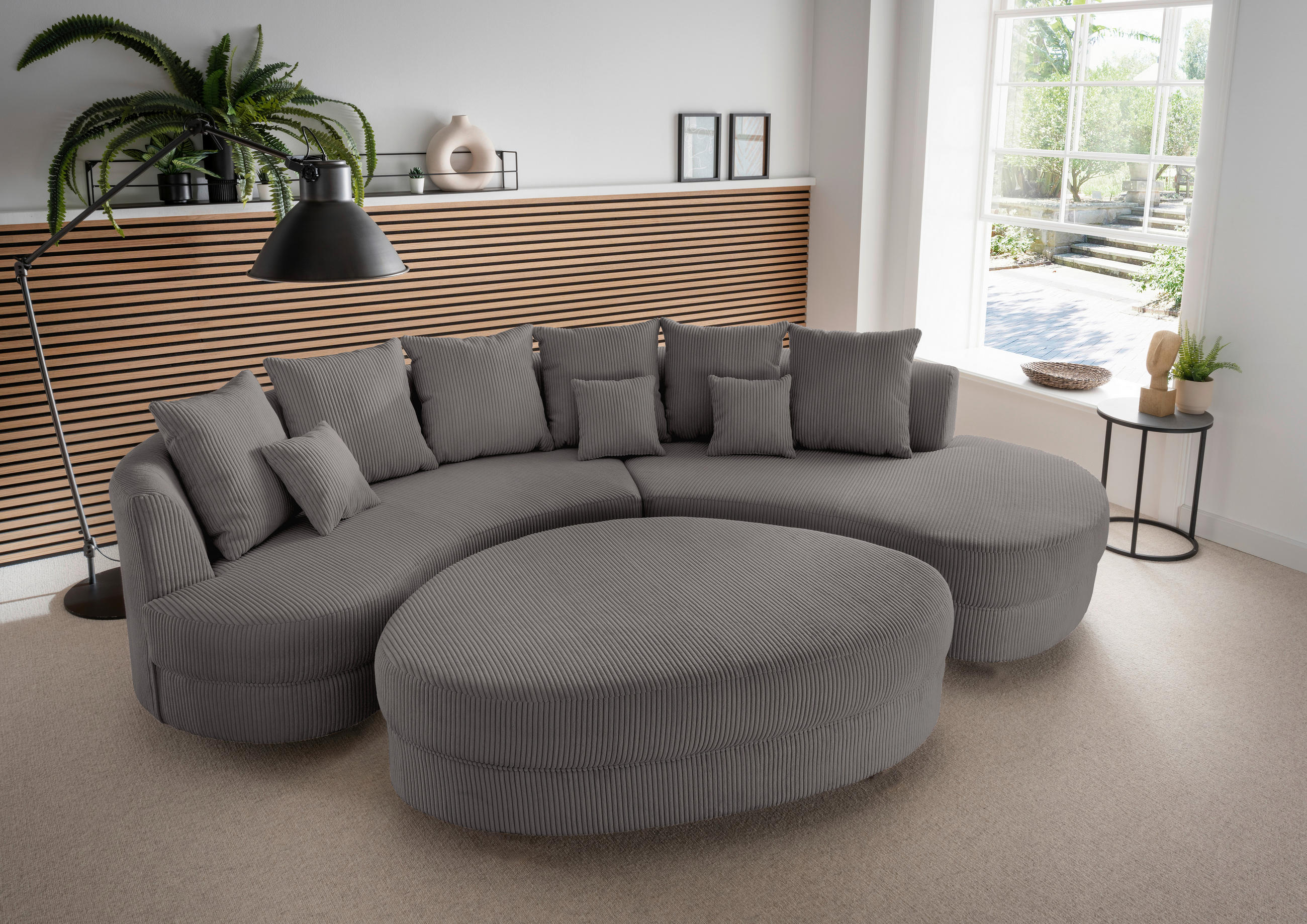 SOFFA i textil grå  - grå/svart, Design, textil/plast (300/160cm) - Livetastic