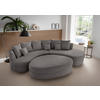 Wohnlandschaft inkl. Hocker Grau Cord  - Schwarz/Grau, Design, Kunststoff/Textil (300/160cm) - Livetastic