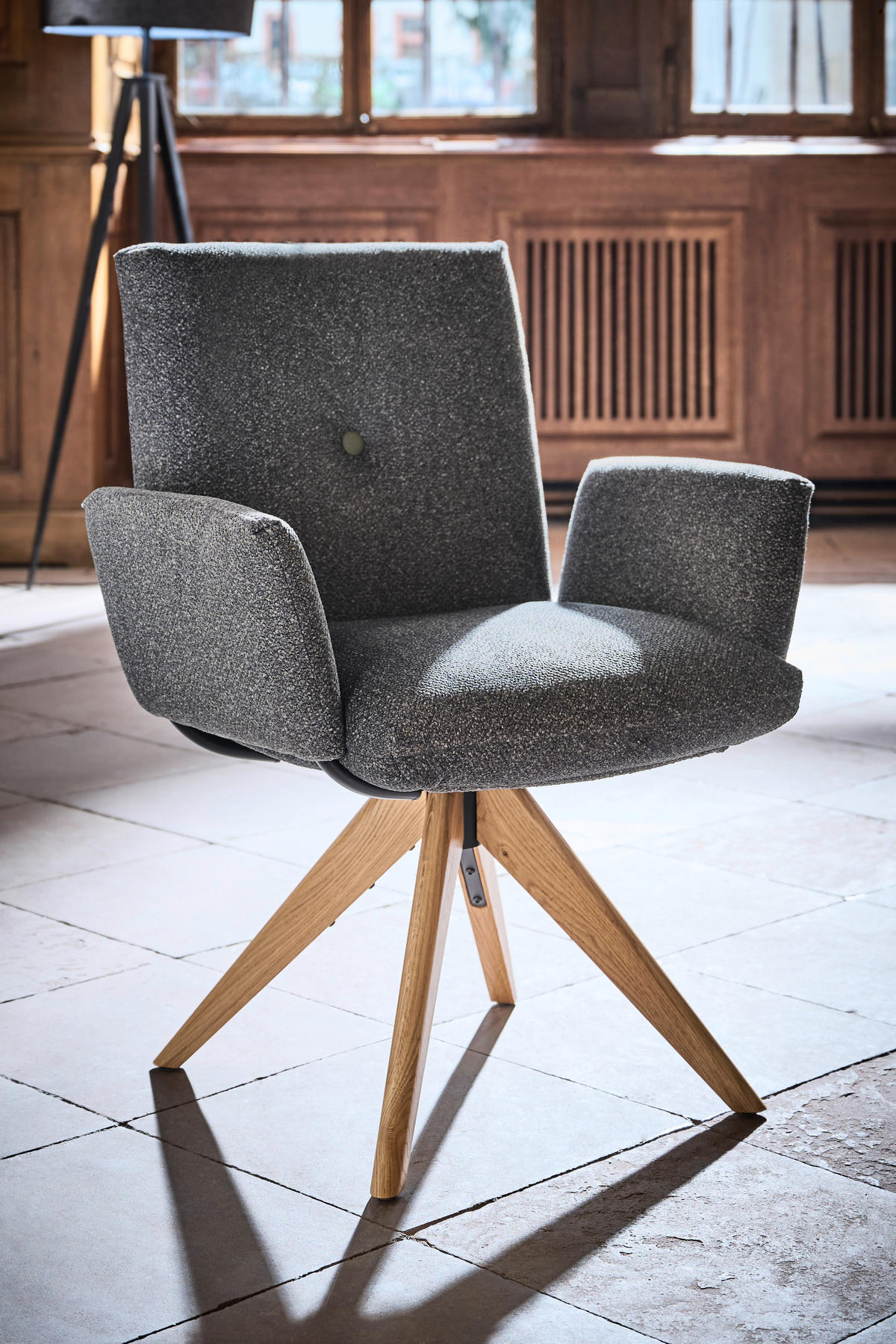 ARMLEHNSTUHL  in beflockt  - Waldgrün/Eichefarben, Design, Holz/Textil (70/89/68cm) - Dieter Knoll