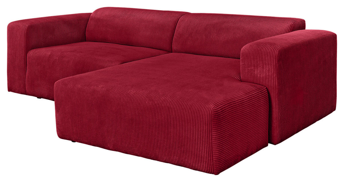 ECKSOFA BASMA in Cord Rot  298/175 cm  - Rot/Schwarz, Design, Kunststoff/Textil (298/175cm) - P & B