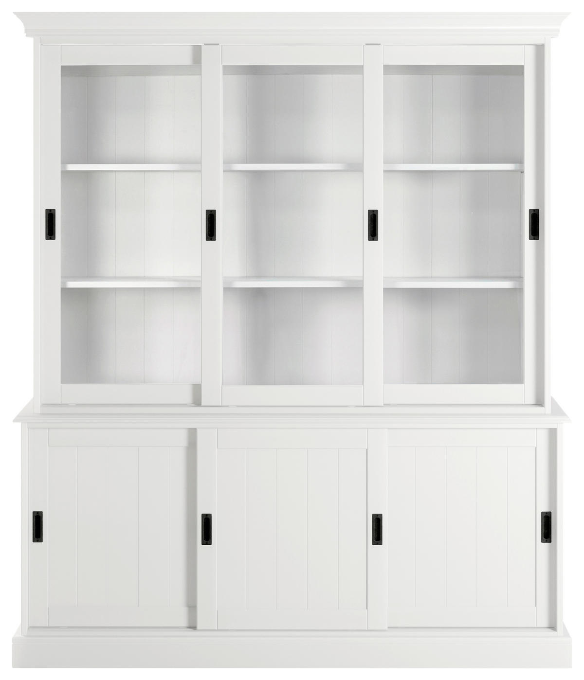 VITRINE  in massiv, teilmassiv Kiefer Weiß  - Klar/Schwarz, ROMANTIK / LANDHAUS, Glas/Holz (162,5/191/40cm) - Livetastic