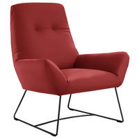 SESSEL in Echtleder Rot  - Rot/Schwarz, Design, Leder/Metall (82/102/81cm) - Pure Home Lifestyle