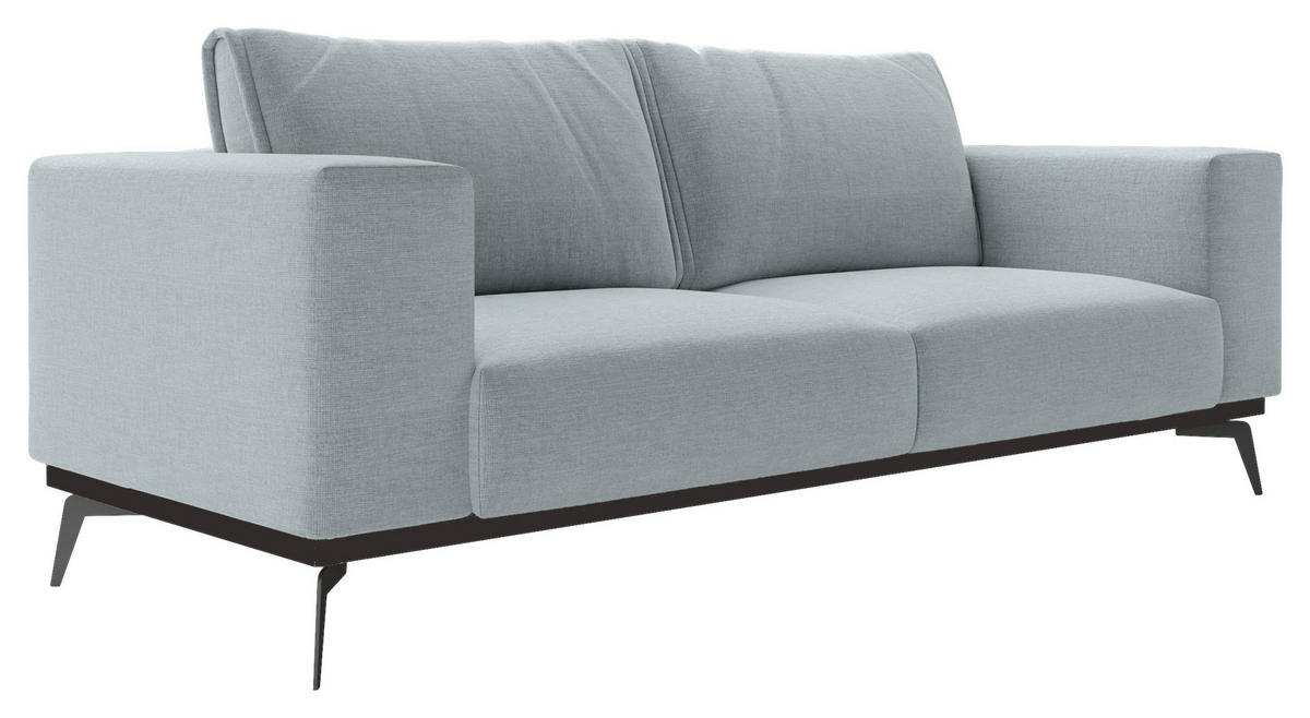 2-SITZER-SOFA beflockt Hellgrau  - Hellgrau/Schwarz, Design, Holz/Textil (250/87/95cm) - MID.YOU