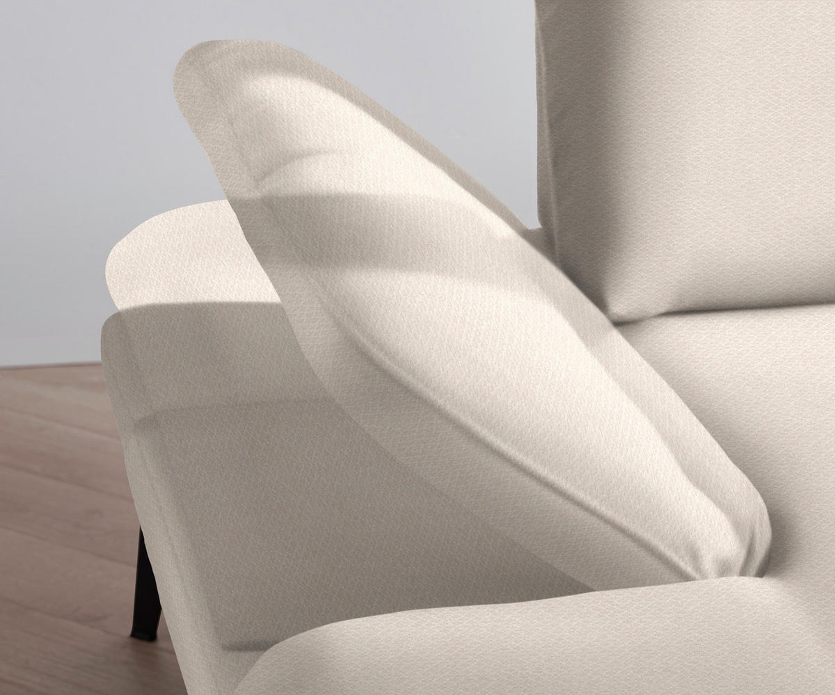ECKSOFA in Chenille Weiss  - Weiss/Schwarz, Design, Textil/Metall (289/180cm) - Stylife