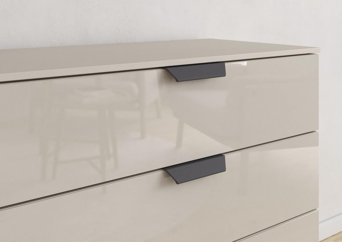 KOMMODE  in 80/81/42 cm  - Champagner/Dunkelgrau, Design, Glas/Holzwerkstoff (80/81/42cm) - Carryhome