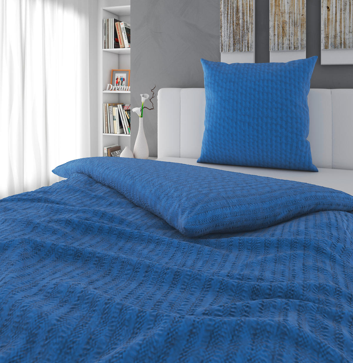 BETTWÄSCHE Seersucker 155/200 cm  - Blau, Textil (155/200cm) - Novel