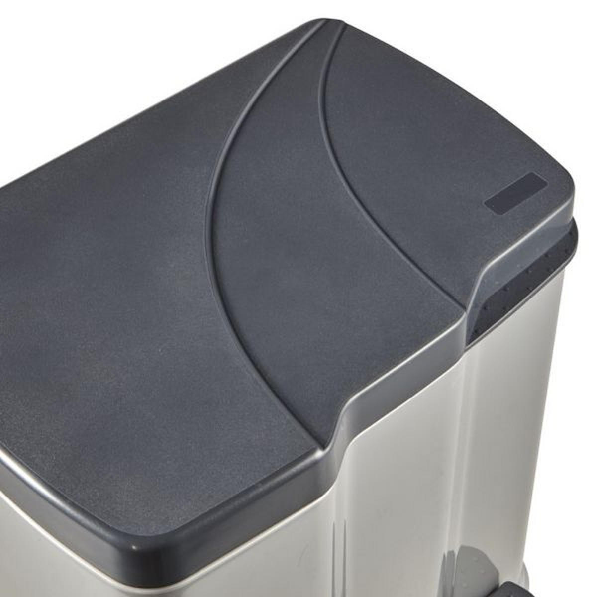 SUSTAV ZA ODVAJANJE OTPADA  7 + 15 l   - srebrne boje/crna, Basics, plastika (39,5/29/43cm)