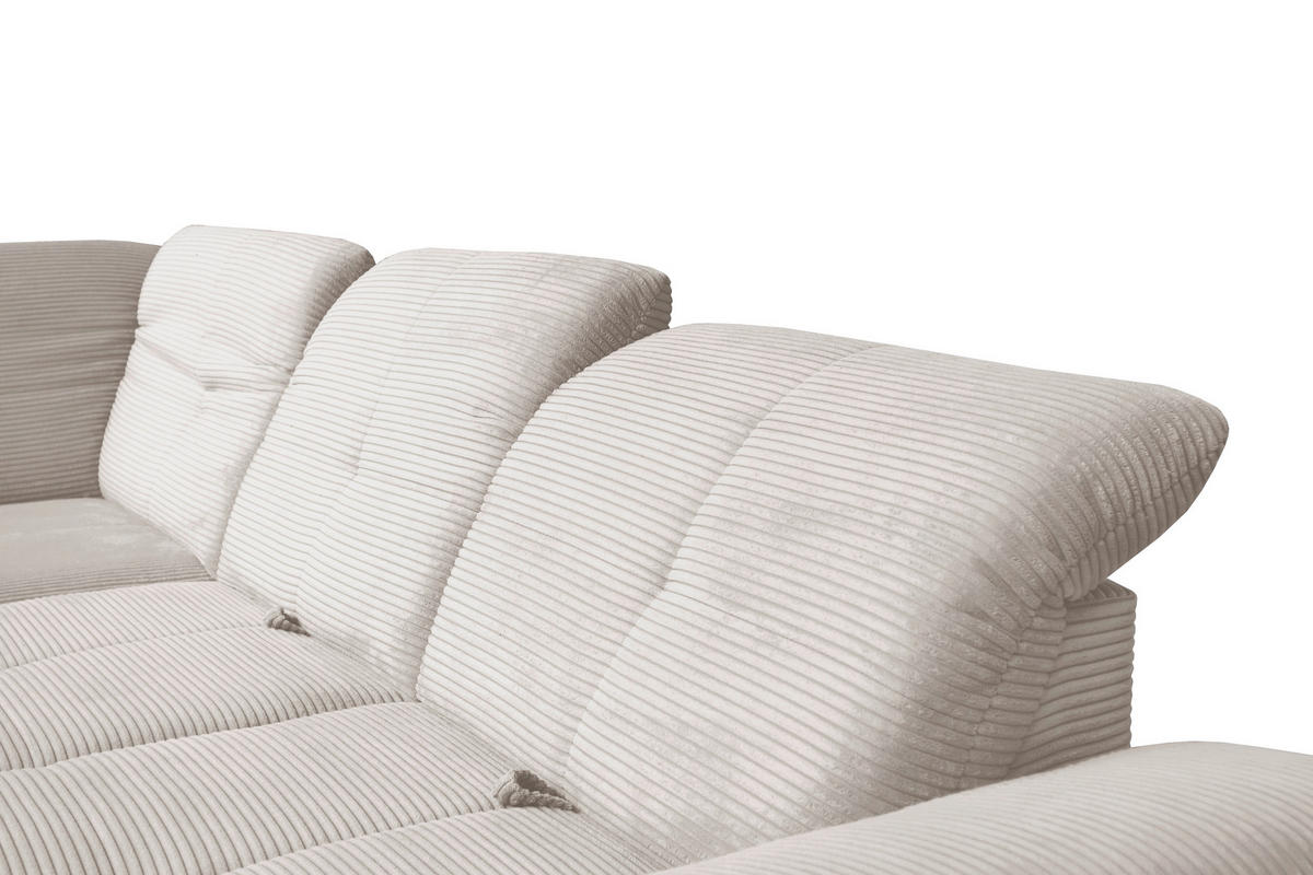 ECKSOFA in Cord Creme  - Creme/Schwarz, Design, Textil/Metall (242/313cm) - Xora