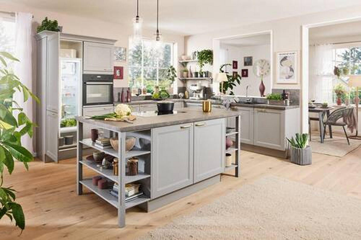 EINBAUKÜCHE RAVENNA  - Goldfarben/Grau, Basics, Holzwerkstoff/Metall - Moderano