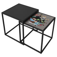 BEISTELLTISCHSET rechteckig Schwarz  - Schwarz, MODERN, Holzwerkstoff/Metall (45/48/45cm) - Minecraft