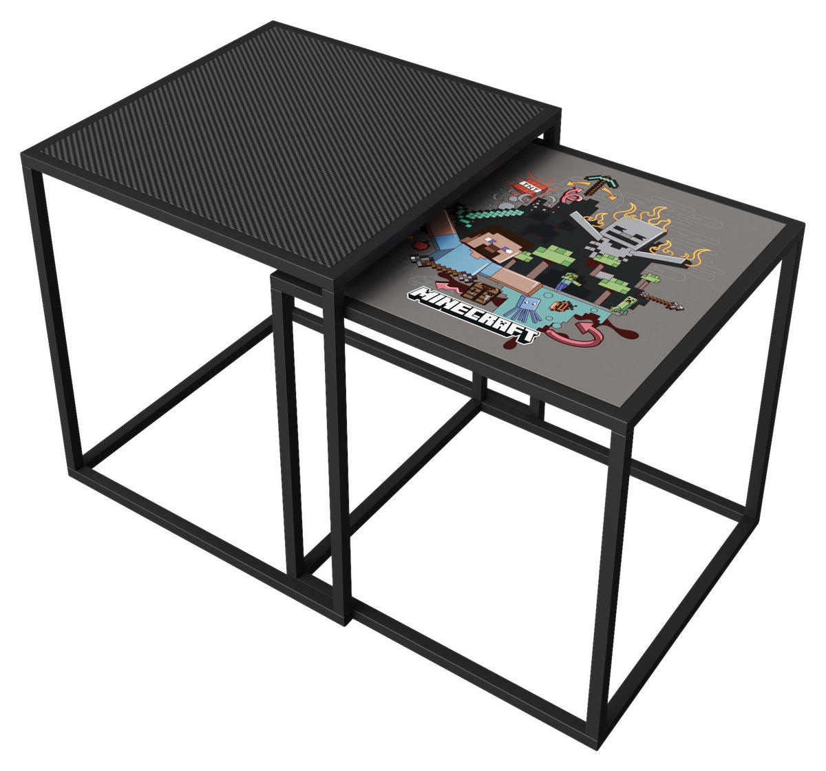 BEISTELLTISCHSET rechteckig Schwarz  - Schwarz, MODERN, Holzwerkstoff/Metall (45/48/45cm) - Minecraft