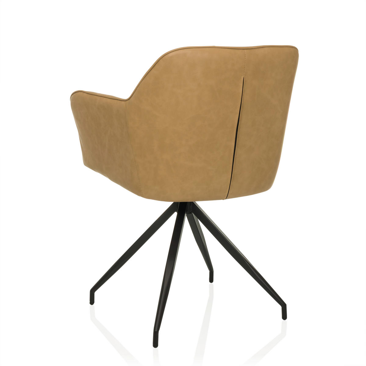 ARMLEHNSTUHL  in Lederlook  - Cognac/Schwarz, MODERN, Leder/Metall (61/90/56cm) - MID.YOU