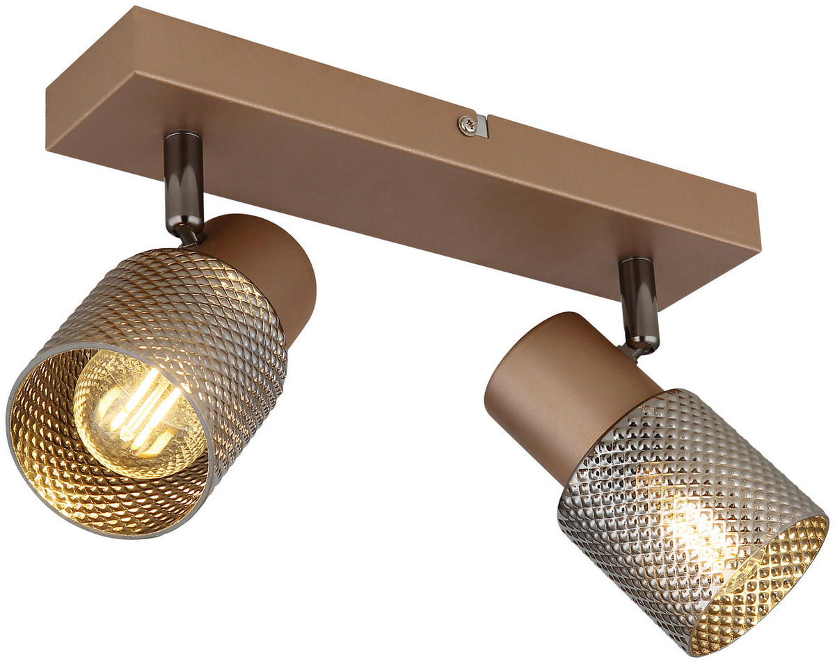 DECKENLEUCHTE 26/12/12,5 cm   - Cappuccino, Design, Glas/Metall (26/12/12,5cm) - Novel