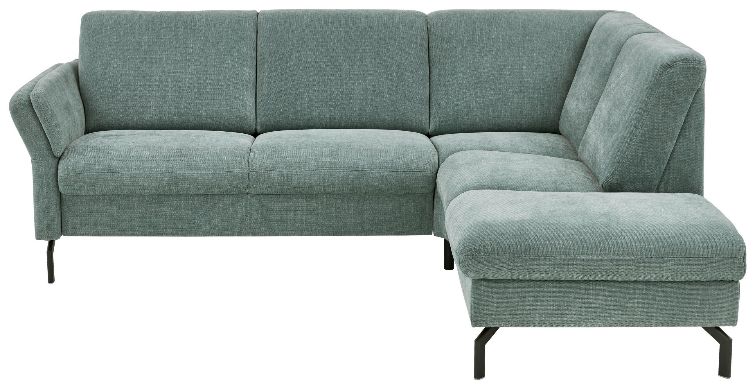 ECKSOFA in Chenille Blau  - Blau/Schwarz, Konventionell, Textil/Metall (241/190cm) - Beldomo Comfort