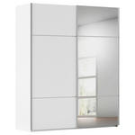 SCHWEBETÜRENSCHRANK 201/223/68 cm 2-türig Weiß  - Alufarben/Weiß, KONVENTIONELL, Glas/Holzwerkstoff (201/223/68cm) - Novel