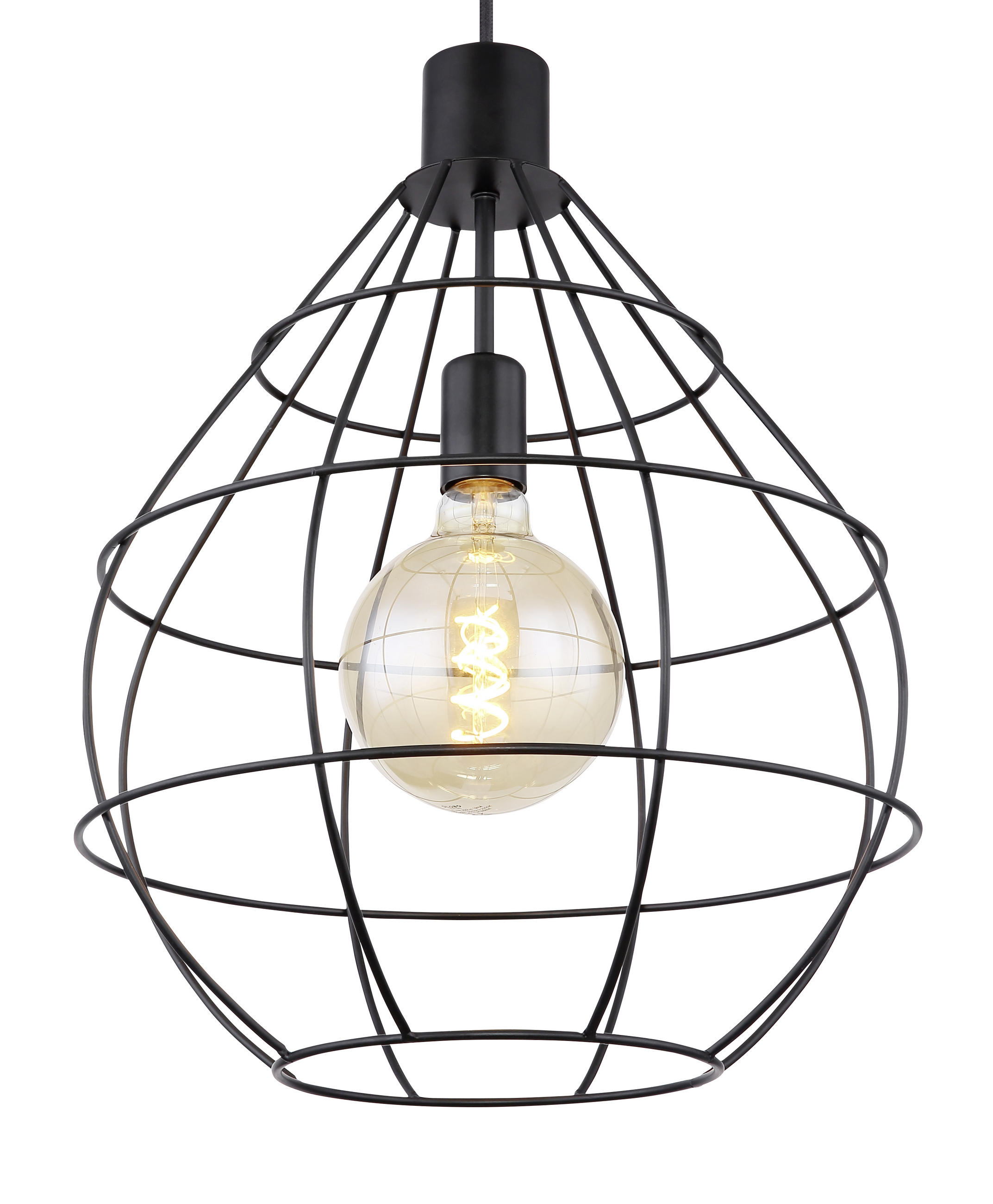 HÄNGLAMPA Edwin 37/120 cm  - svart, Trend, metall (37/120cm) - Globo