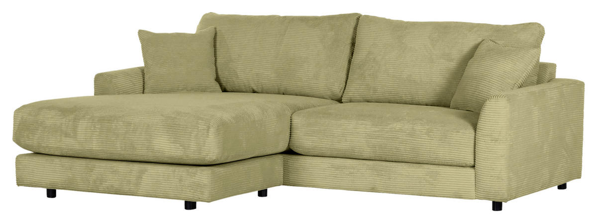 ECKSOFA in Cord Hellgrün  240/175 cm  - Schwarz/Hellgrün, Design, Kunststoff/Textil (240/175cm) - Landscape