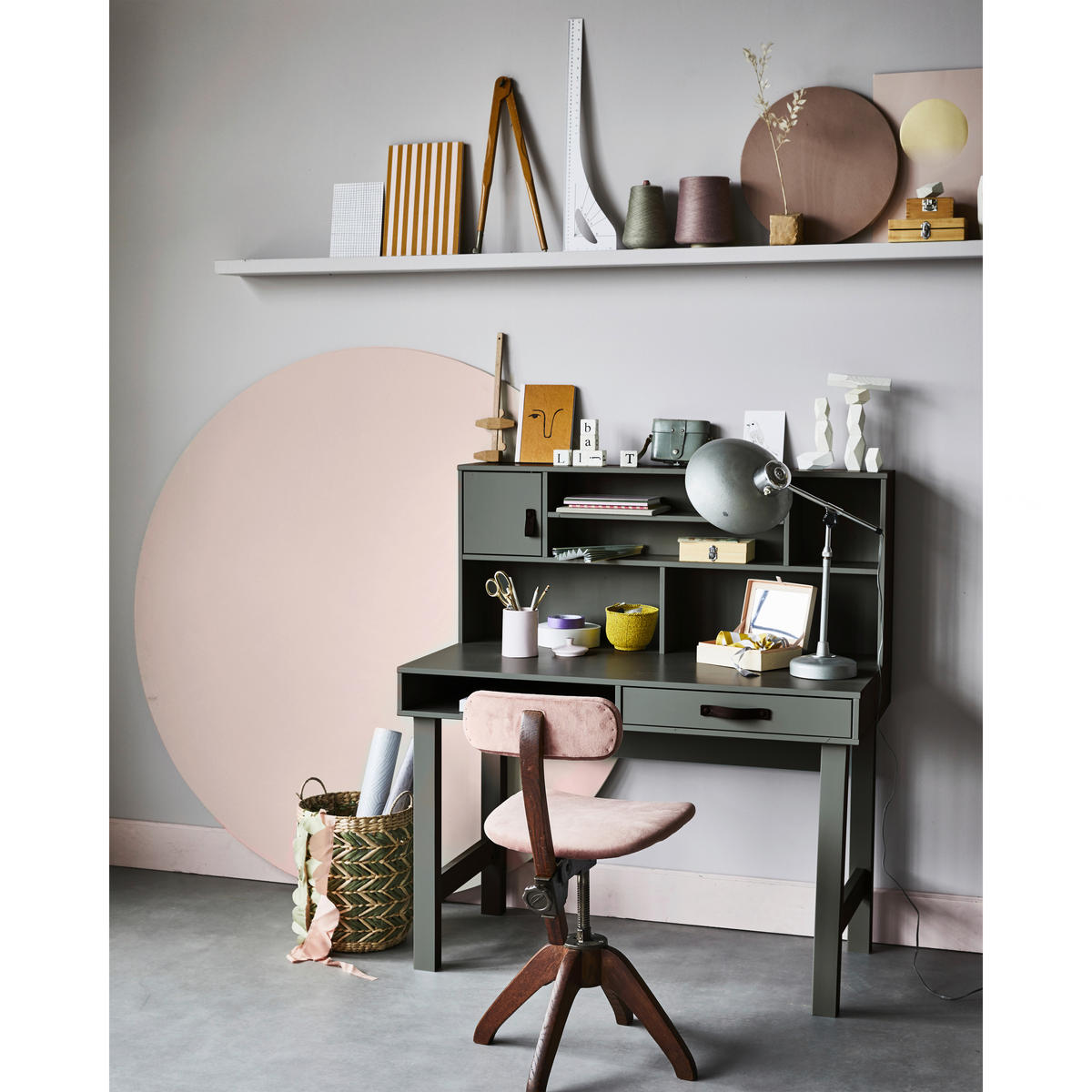 SCHREIBTISCH 110/58/122 cm  in Grün  - Braun/Grün, MODERN, Leder/Holz (110/58/122cm) - Livetastic