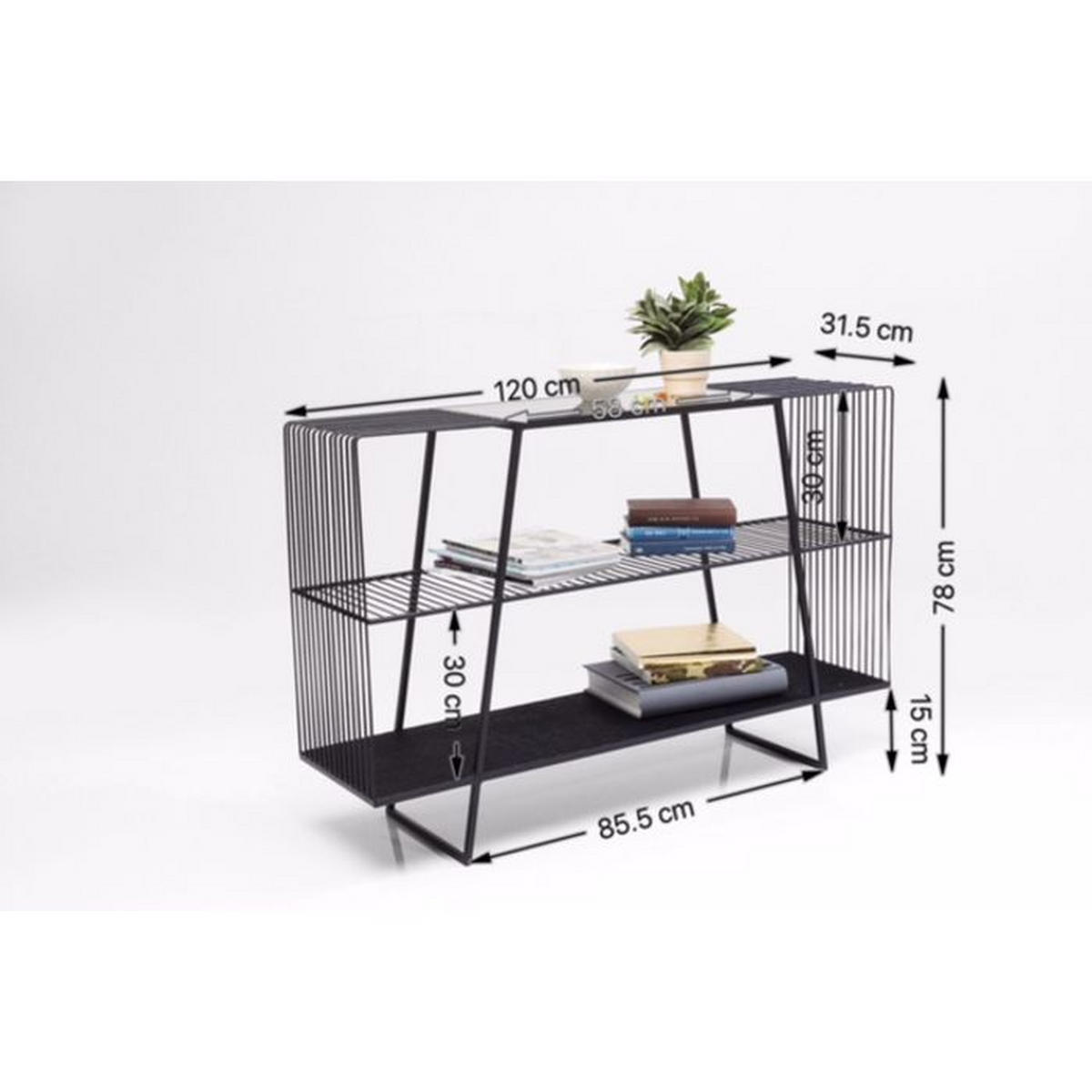 REGAL Schwarz  - Schwarz, LIFESTYLE, Glas/Metall (120/78/32cm) - Kare-Design