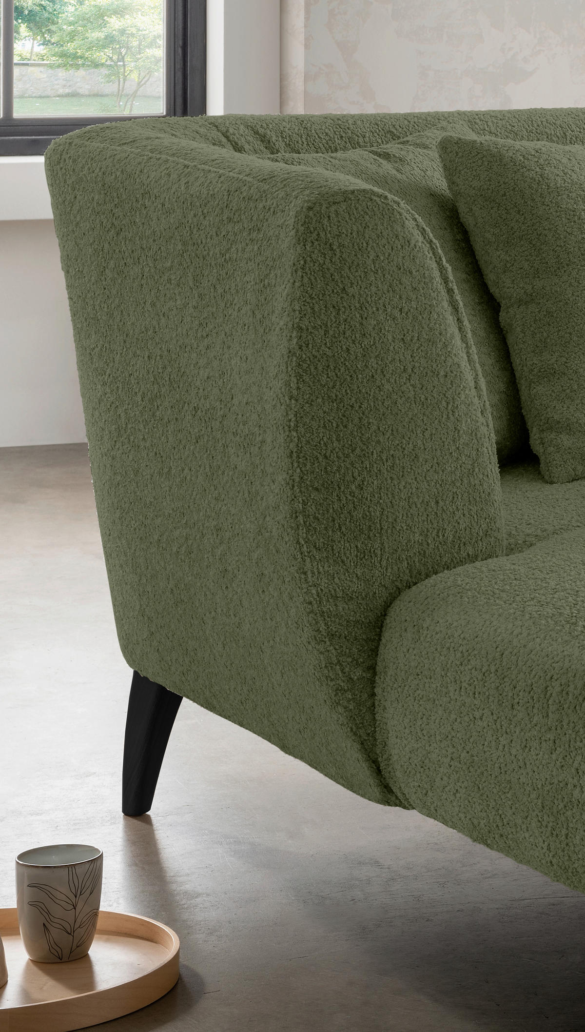 XXL-SESSEL in Bouclé Grün  - Schwarz/Grün, Modern, Holz/Textil (108/84/155cm) - MID.YOU
