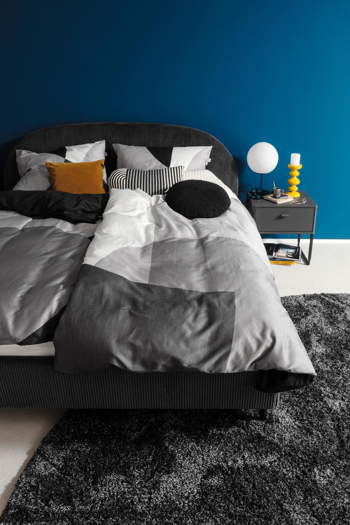 NACHTSCHRANK 54/52/45 cm  - Schieferfarben/Anthrazit, Design, Holzwerkstoff/Metall (54/52/45cm) - Schöner Wohnen