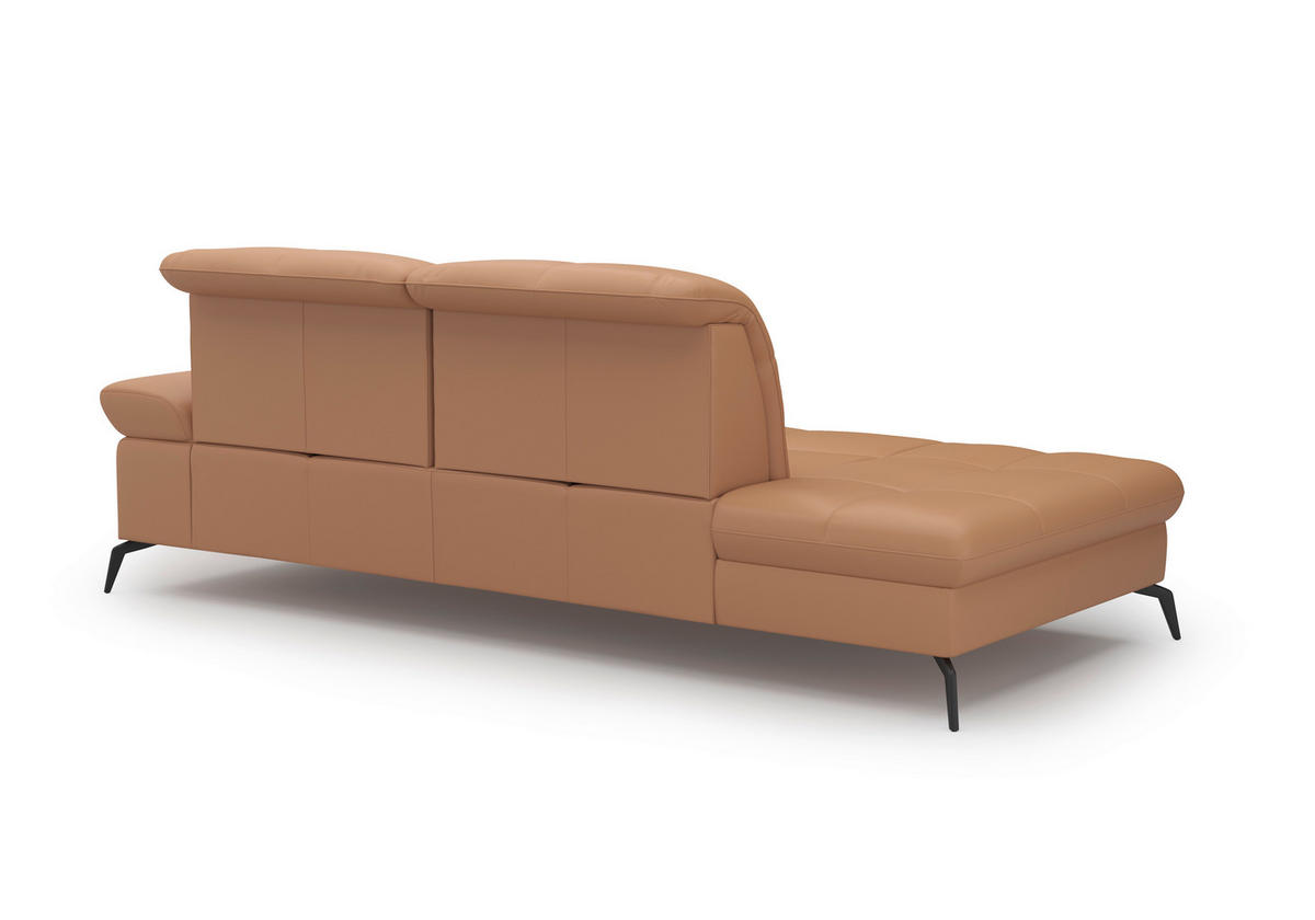 RÉCAMIERE in Echtleder Cappuccino  - Schwarz/Cappuccino, Konventionell, Leder/Metall (231/90/122cm) - Sit & More