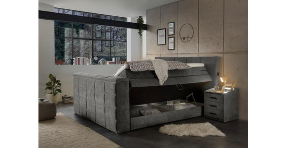 BOXSPRINGBETT 180/200 cm  in Grau  - Grau, KONVENTIONELL, Textil (180/200cm) - Carryhome