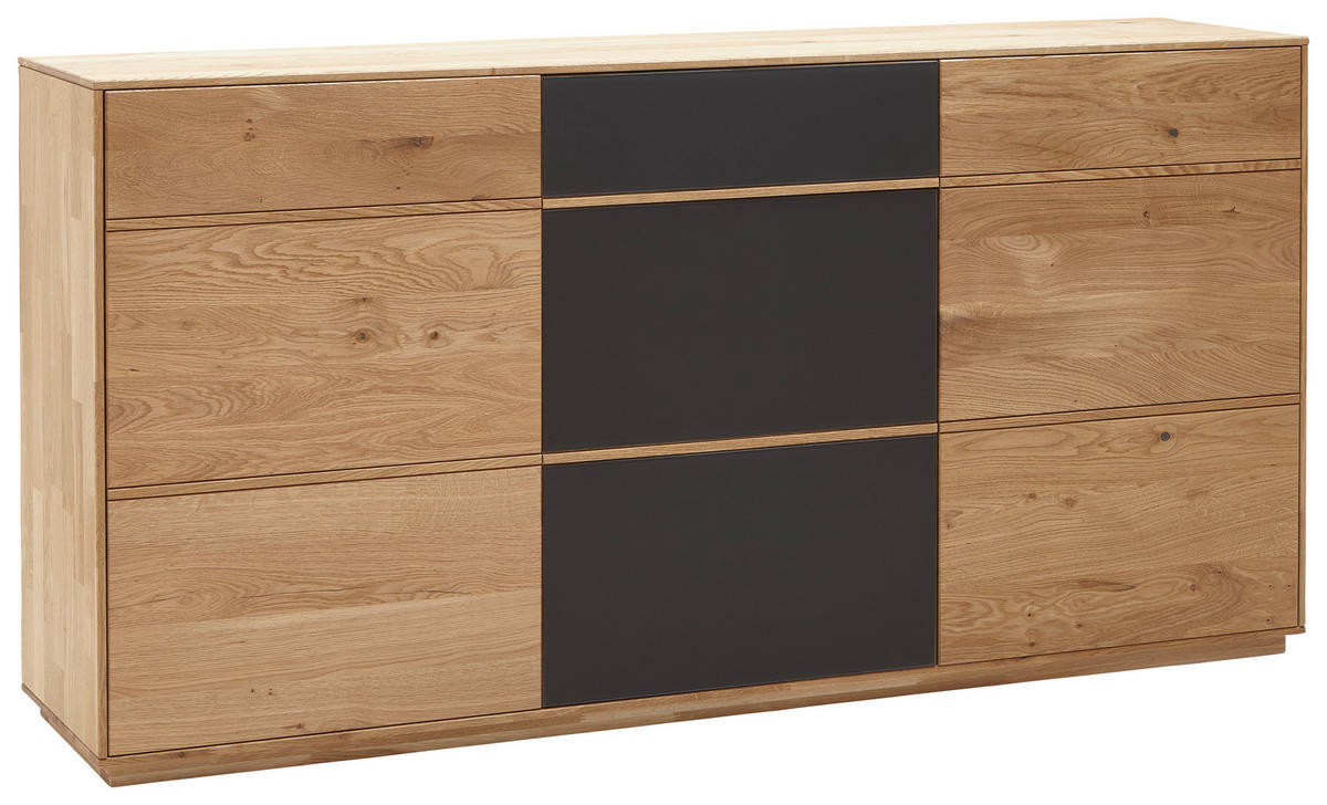 SIDEBOARD  in 177/89/42 cm  - Eichefarben/Anthrazit, Natur, Glas/Holz (177/89/42cm) - Waldwelt