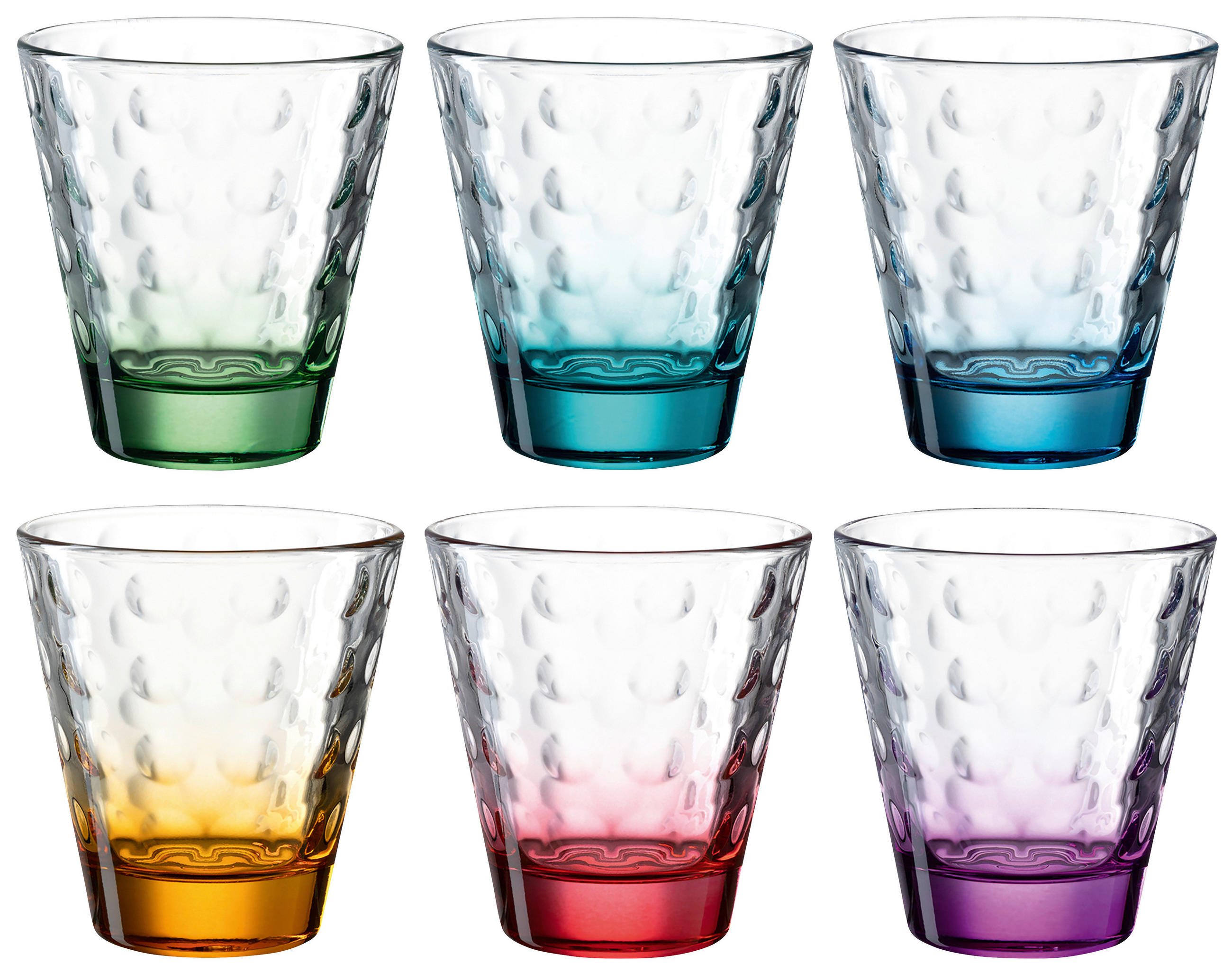 SET ČAŠA ZA VISKI 6-dijelni Optic - narančasta/tirkizna, Konvencionalno, staklo - Leonardo