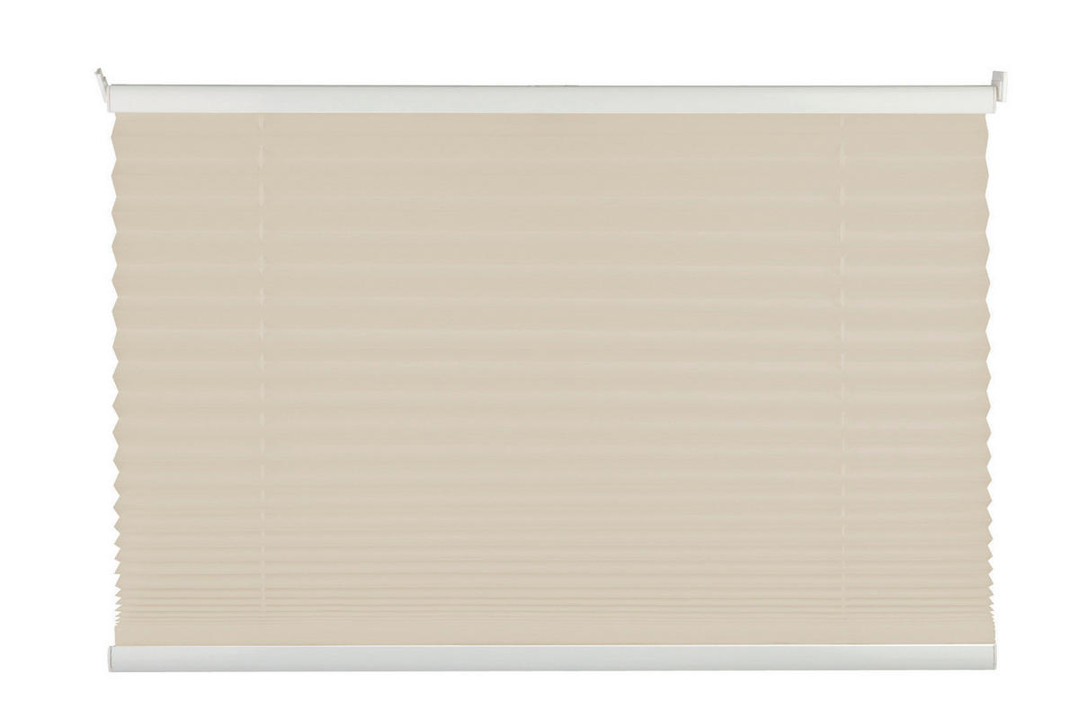 PLISSEE  halbtransparent   100/130 cm   - Sandfarben, Basics, Textil (100/130cm)