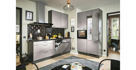 ECKKÜCHE 220/120 cm  in Graphitfarben, Schwarz, Hellgrau  - Hellgrau/Schwarz, Design, Holzwerkstoff/Metall (220/120cm) - Xora