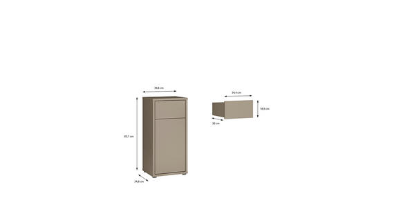 UNTERSCHRANK 39,8/83,1/34,9 cm   - Taupe/Grau, MODERN, Holzwerkstoff/Kunststoff (39,8/83,1/34,9cm) - Xora