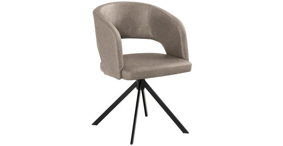 ARMLEHNSTUHL  Stoffauswahl, Sitzfläche 360° drehbar, inklusive Armlehnen, automatische Rückholfunktion Samt  - Hellbraun/Schwarz, KONVENTIONELL, Textil/Metall (56/84/59cm) - Moderano